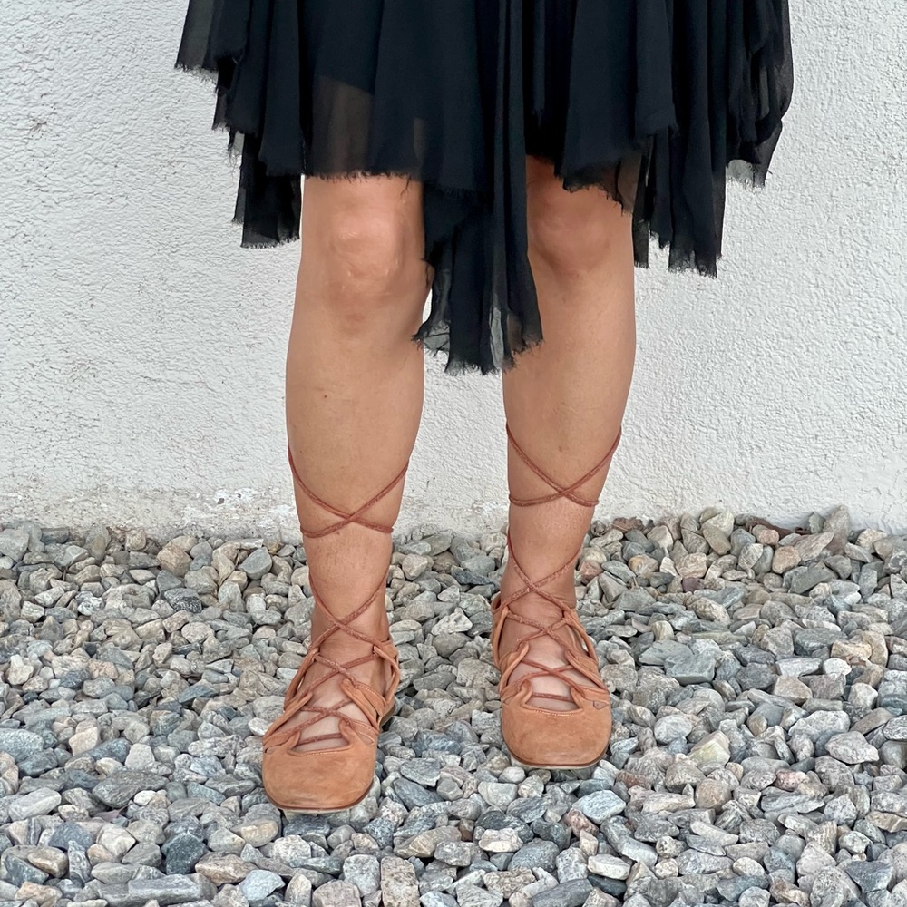 Vivienne Westwood tan leather cut-out lace up sandals - Picture 7 of 8